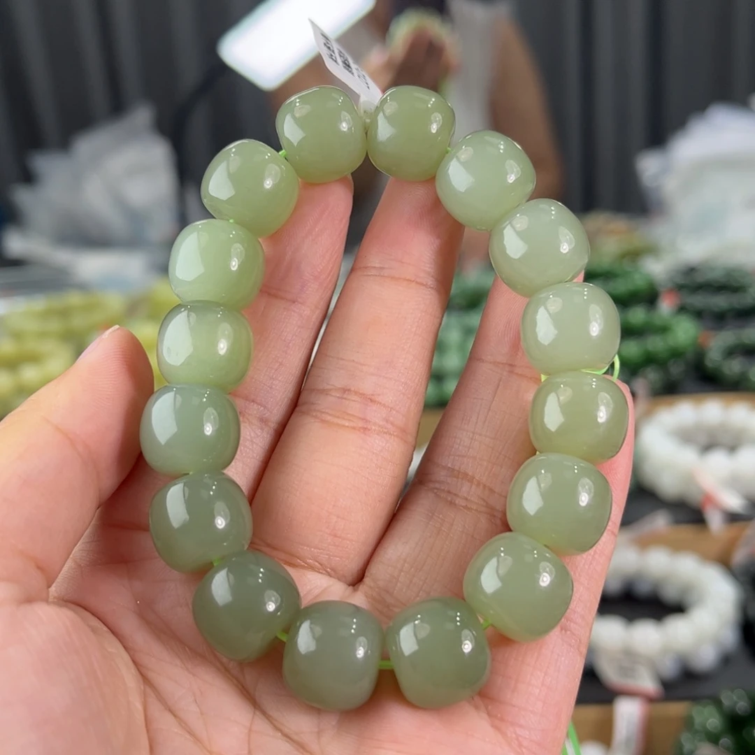 手链未镶嵌和田玉青海料冰晴水卡14老型珠