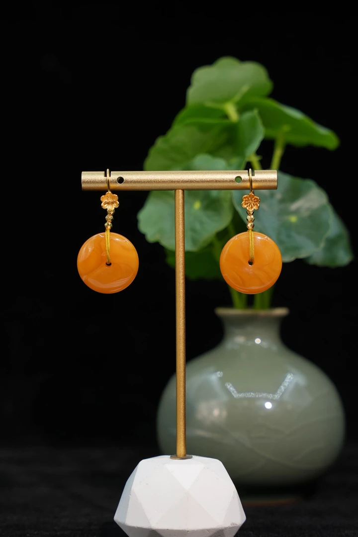 老花蜡平安扣耳钩多样性发一件YB4209902