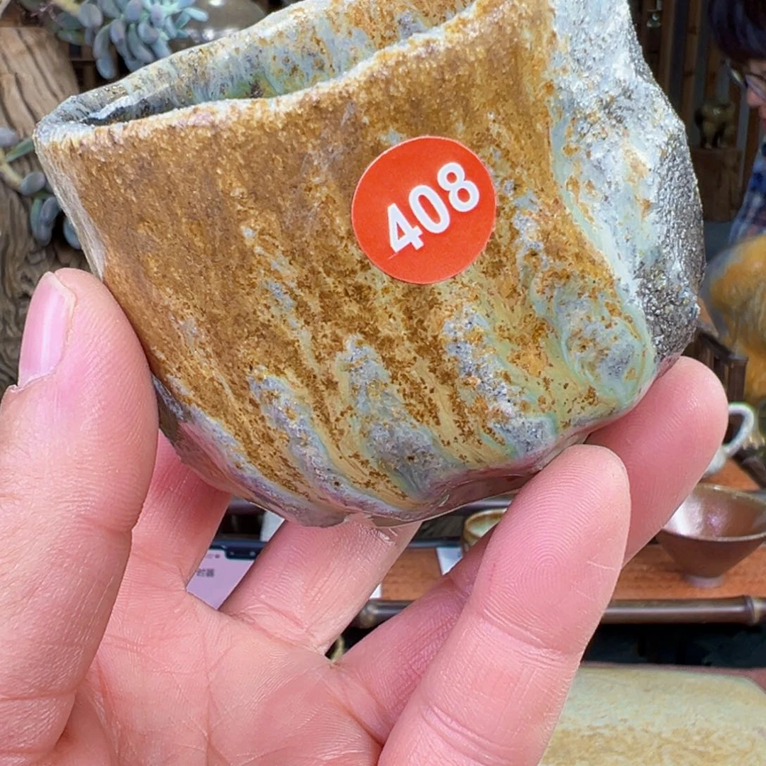杯开*408号郝老师手捏柴烧杯烧拍价