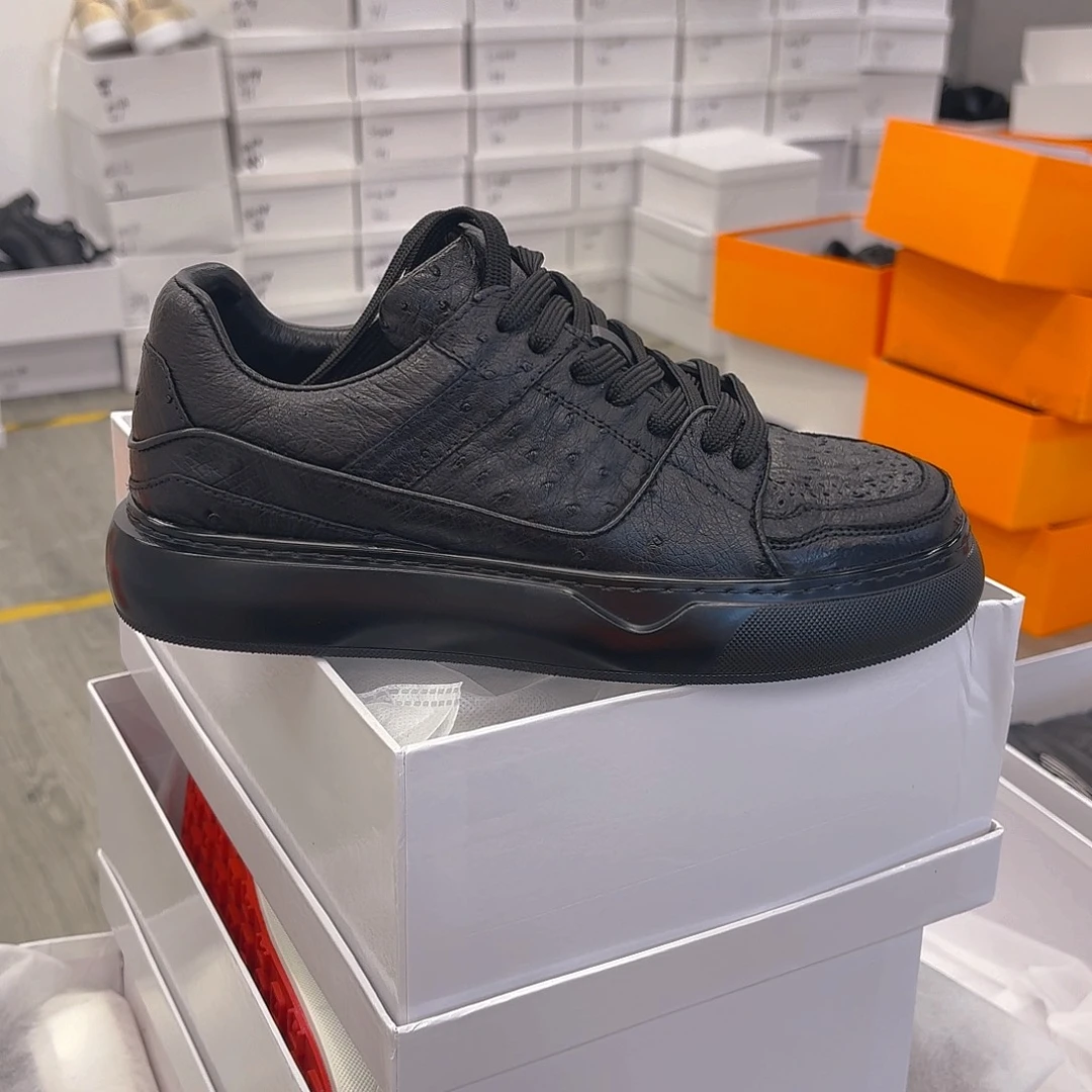 织物黑色驴家鸵鸟板鞋39