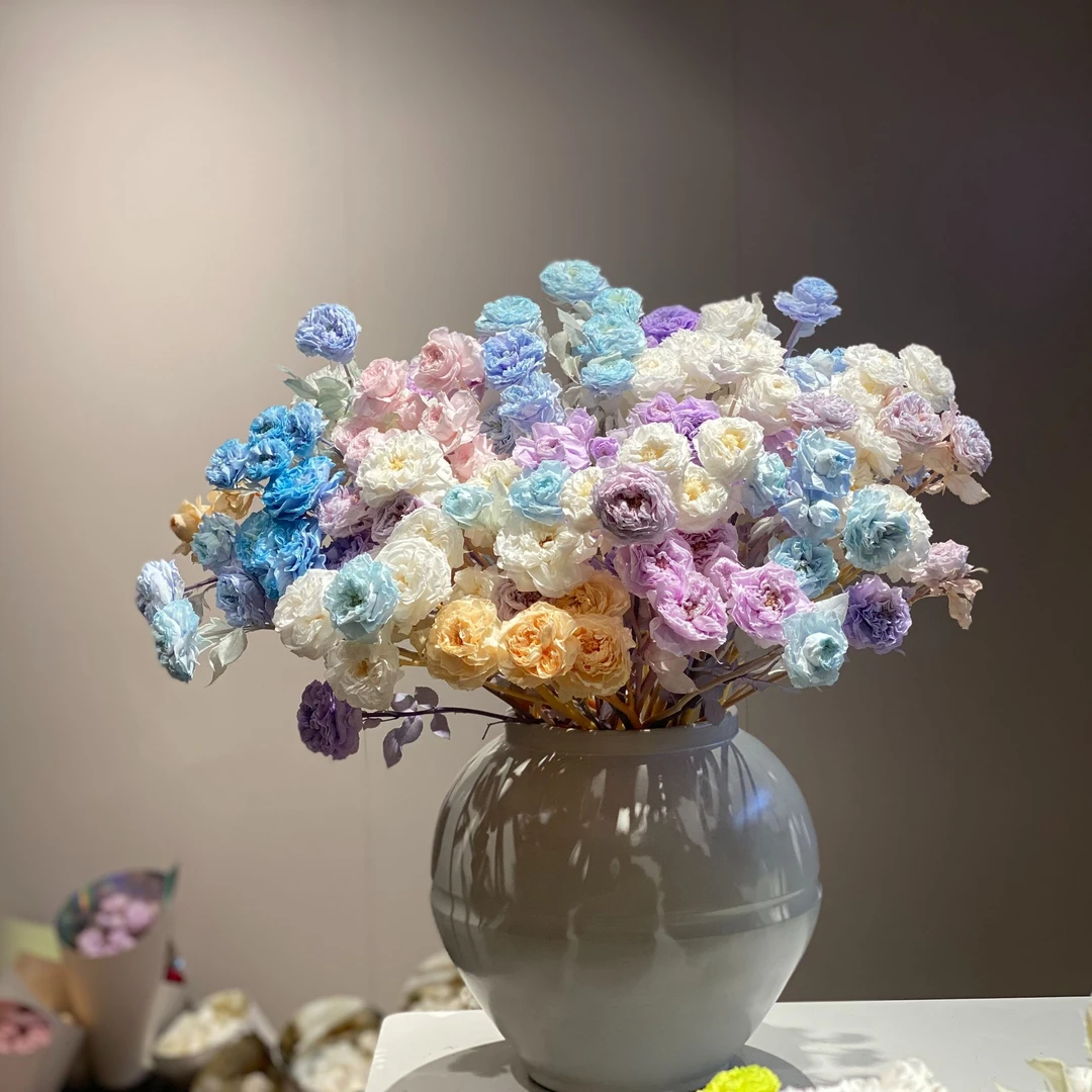 源头工厂永生多头玫瑰花真花永生花客厅家居美学永生花束批发