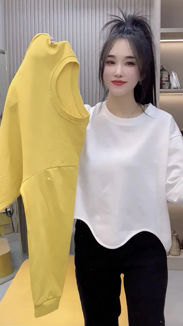欧货2025秋季新款显瘦百搭圆领套头纯色简约风卫衣上衣女潮