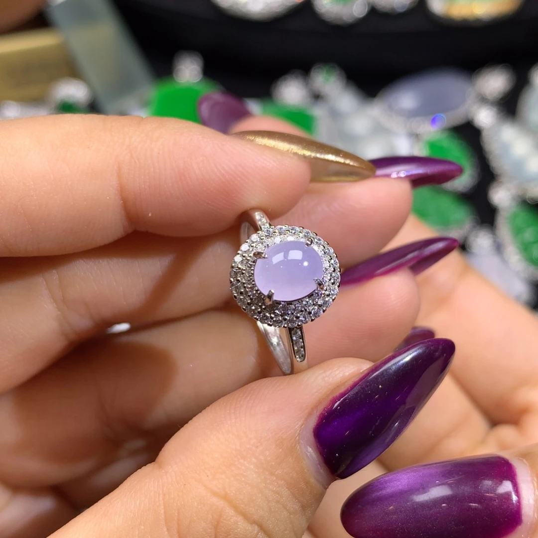 S***️翡翠银S925镀金镶嵌颈饰戒指