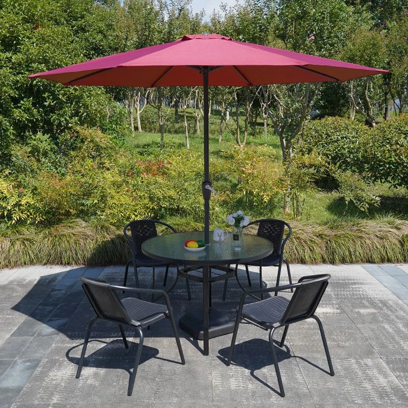 林氐家具户外桌椅组合室外休闲露天庭院带伞阳台花园藤椅阳台茶桌