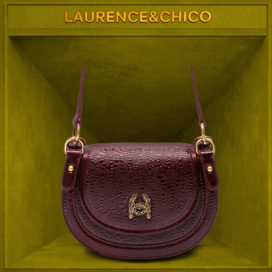 酒红漆皮LC蜥蜴压纹马鞍包，中号C5AE10323056