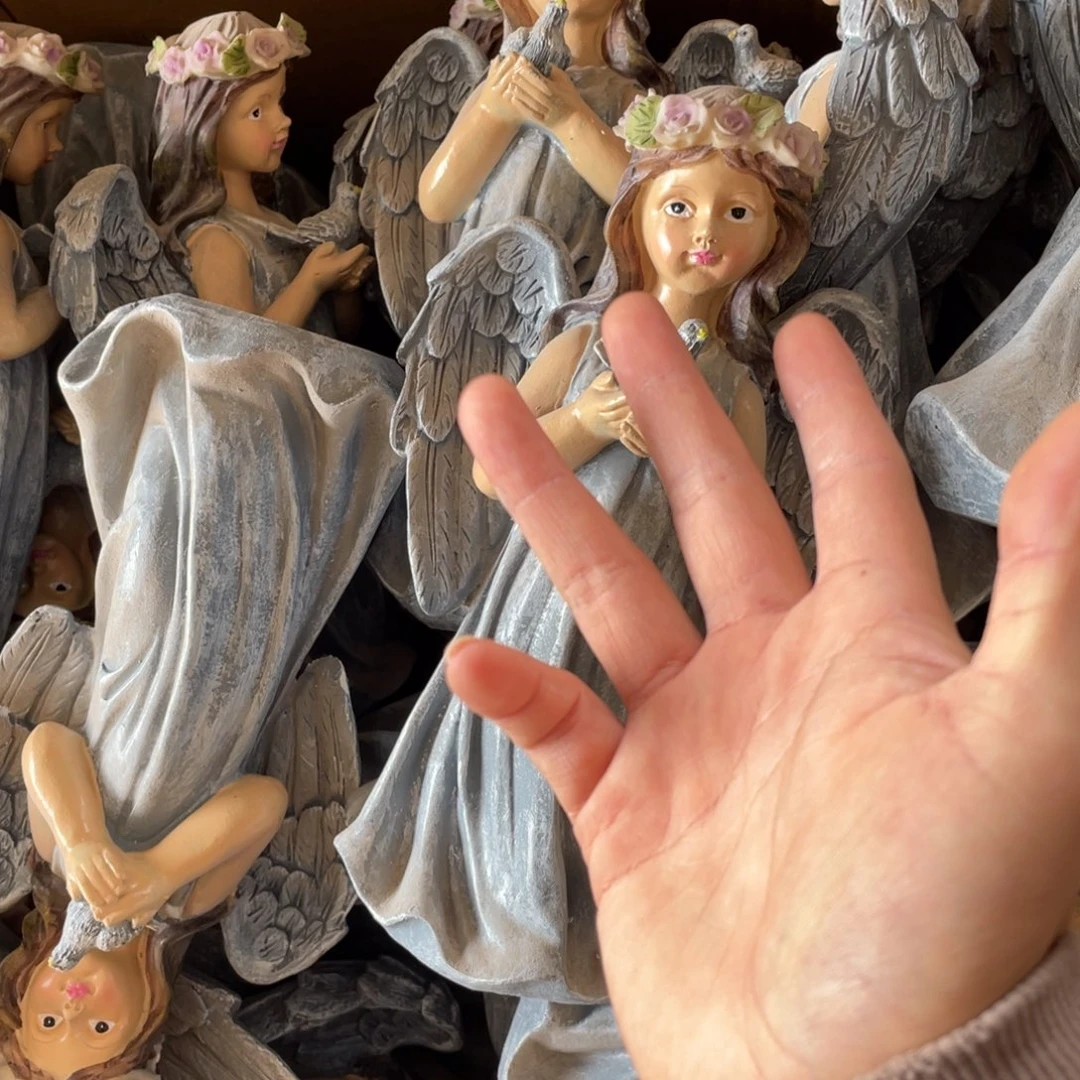 【闪购商品】树脂灰色和平鸽天使摆件