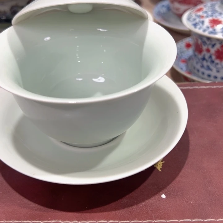 瓷片白素胎元宝盖碗微暇