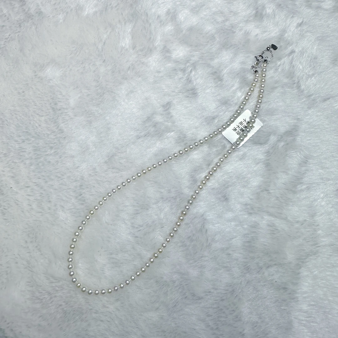 天然淡水珍珠3-4mm小米珠正圆冷白 极光淡水 经典爆款轻奢