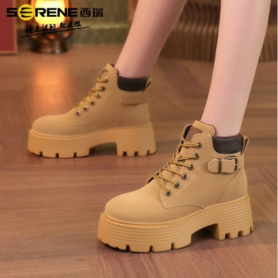 西瑞冬季新款百搭马丁靴女款英伦复古时尚单靴休闲潮流爆款大黄靴