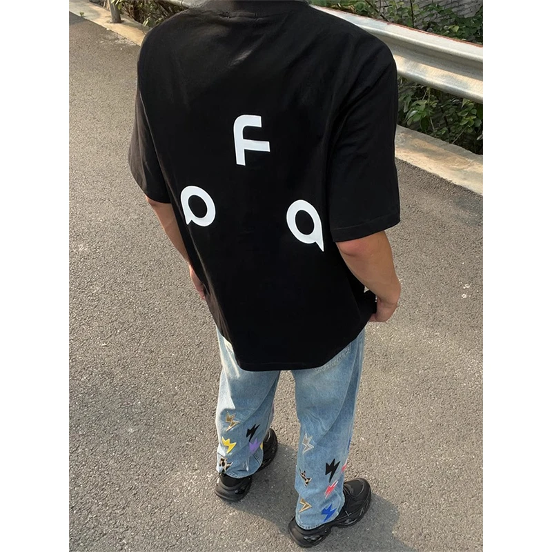 美式复古潮流穿搭宽松半袖上衣男t恤2025年夏季新款白色休闲体恤