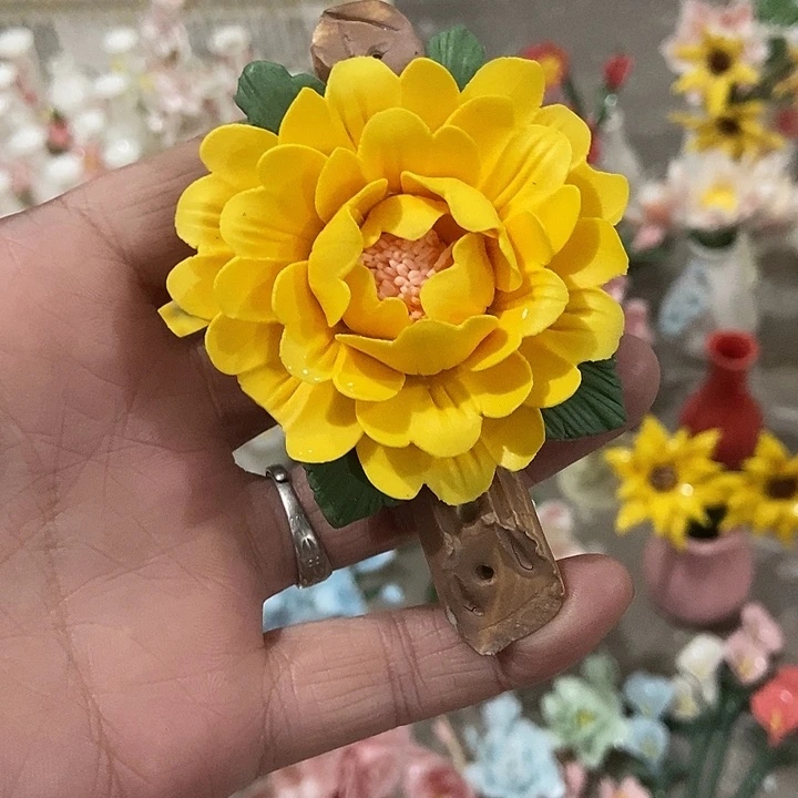 瓷片纯手工陶瓷花摆件瑕