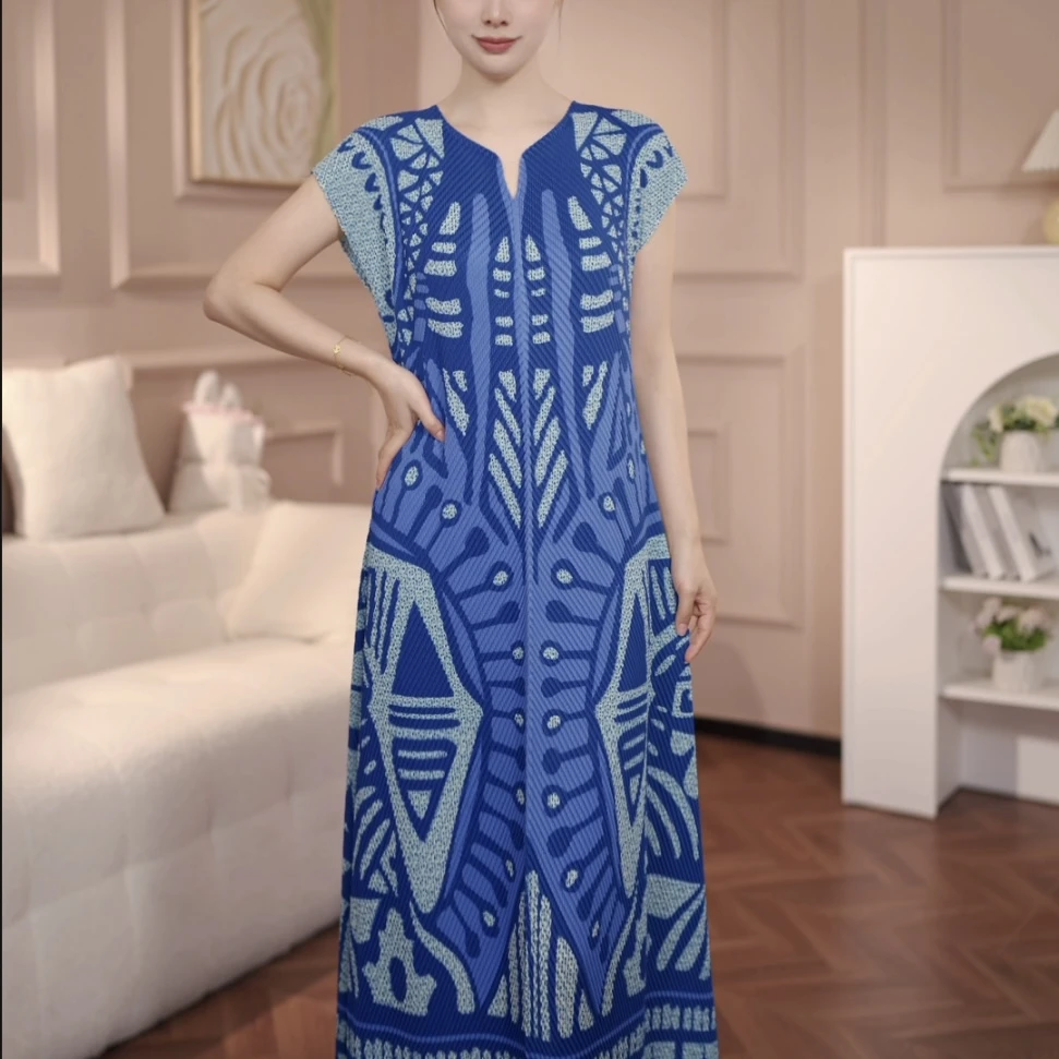 珩耀褶皱气质2025优雅显瘦拼接法式夏季中长款连衣裙时