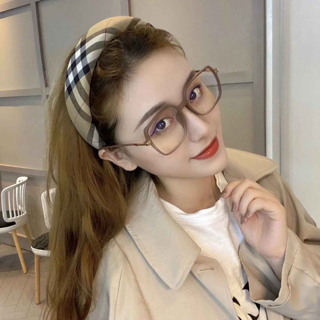韩版～复古英伦少女可爱百搭减龄格子宽版高颅顶头箍发卡