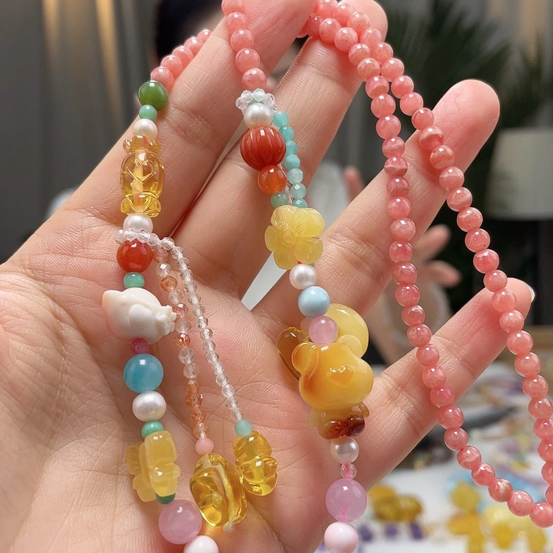 未镶嵌琥珀裸石蜜蜡项链