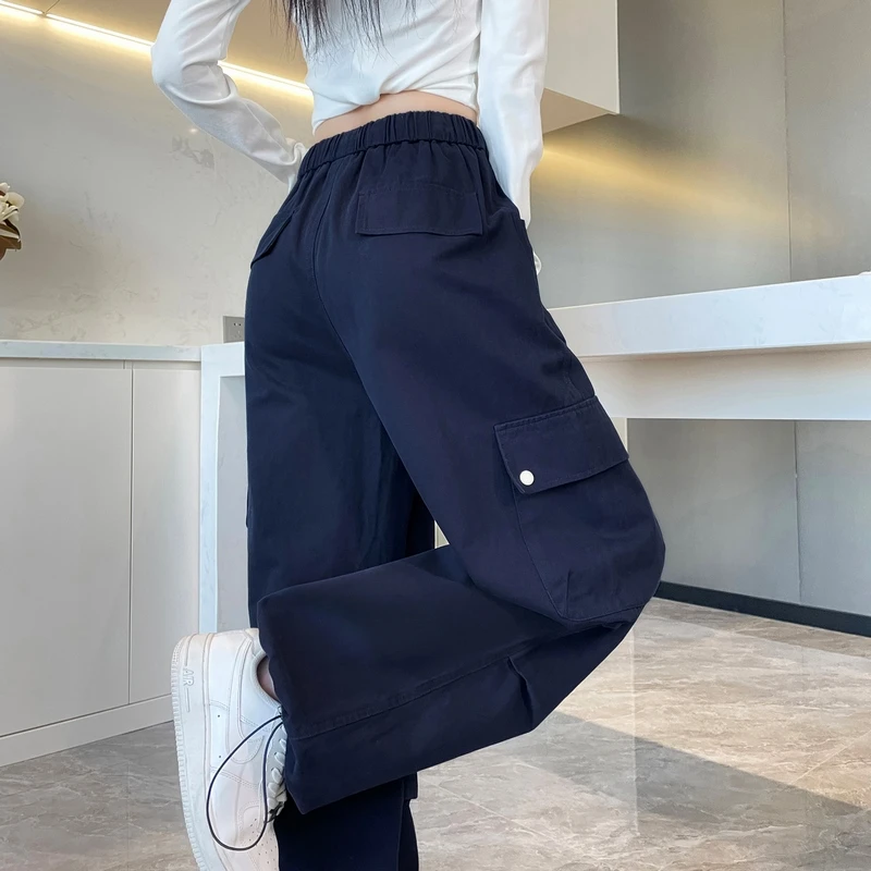 2025春季新款工装裤阔腿裤高腰休闲运动裤女