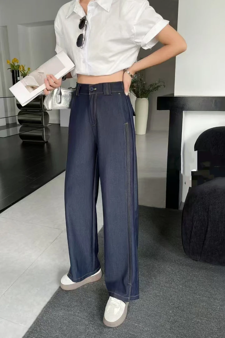 【1990】嘉#高腰开叉直筒宽松休闲裤