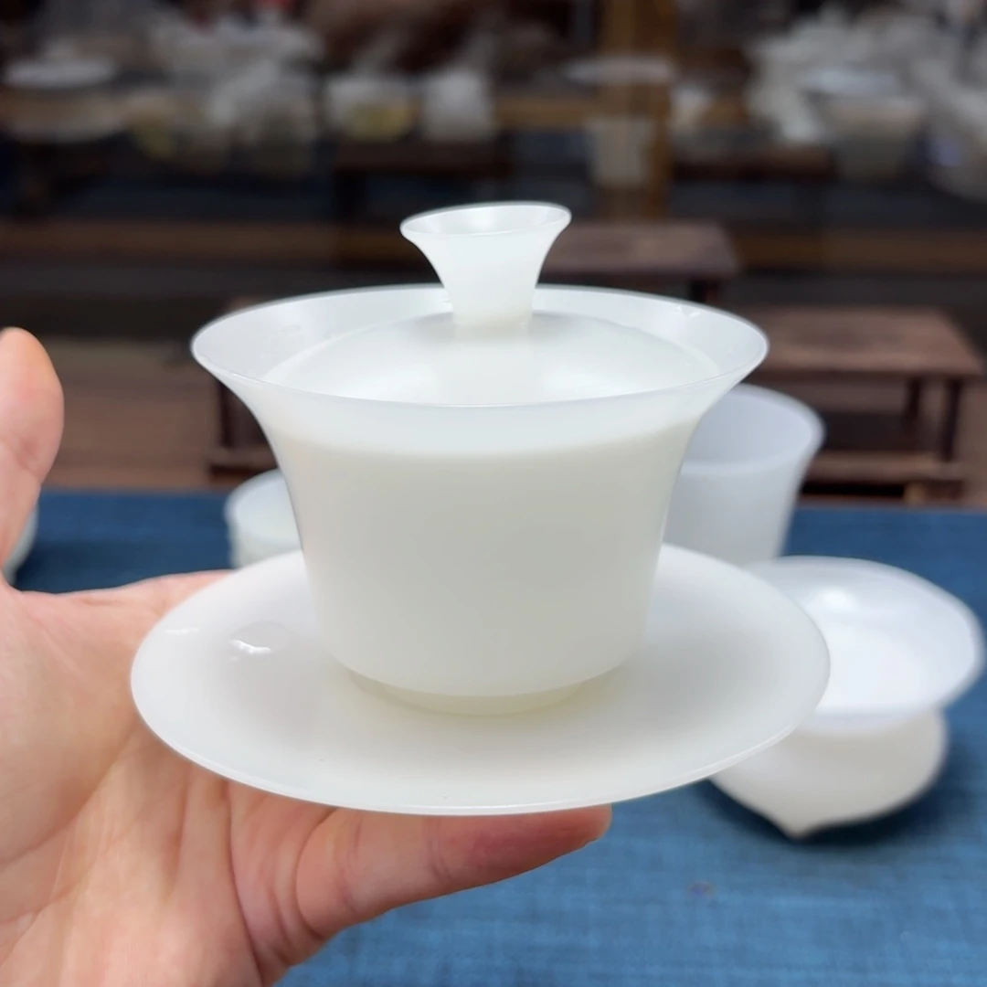 薄胎素烧冰种璞玉茶具