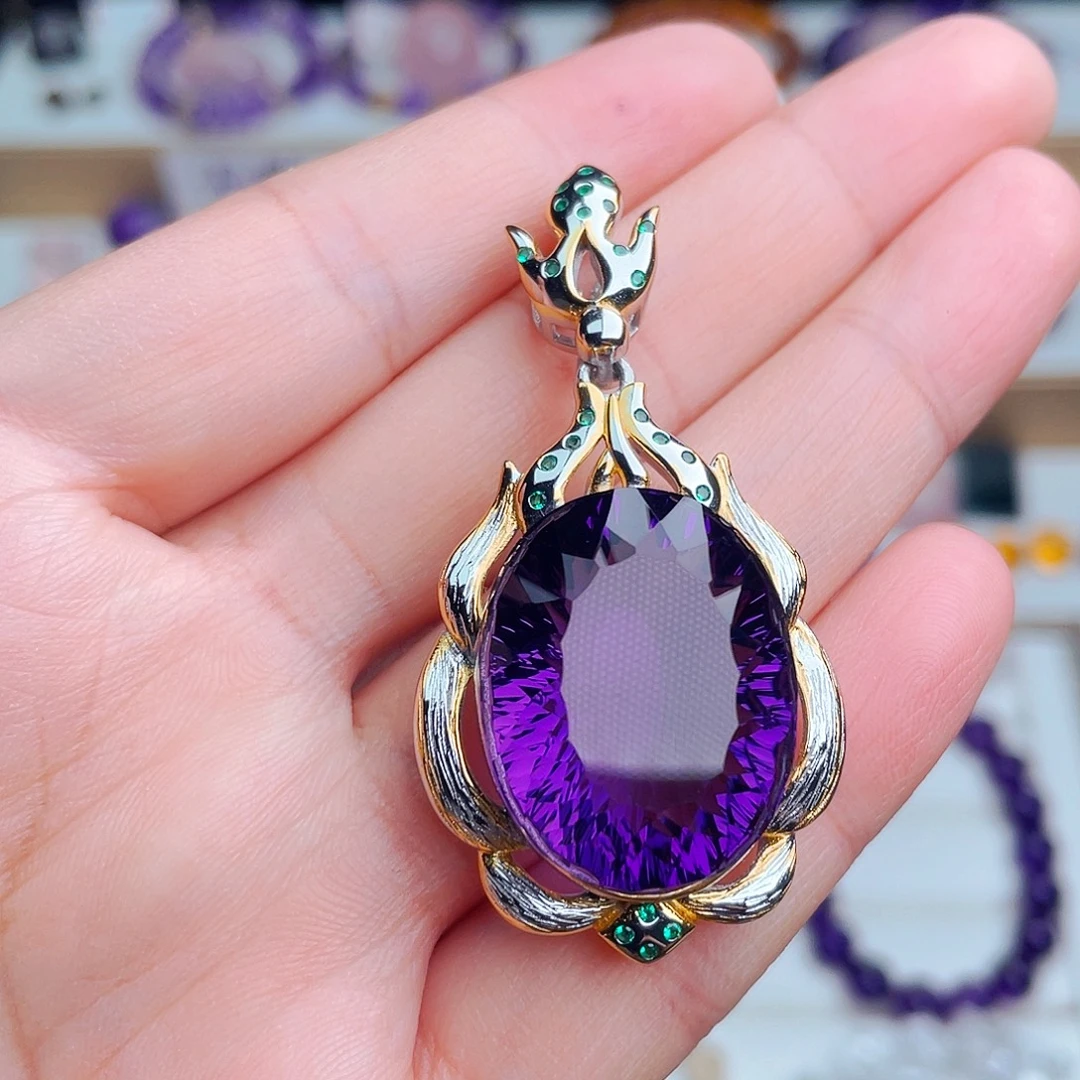 水晶珠宝半成品银S925镶嵌天然保真