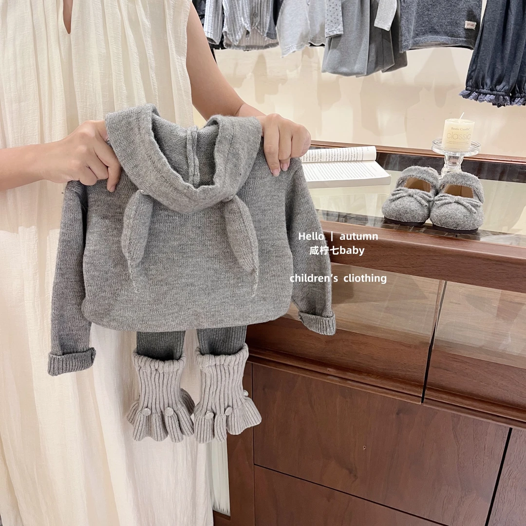 【咸柠七】原创！女童毛衣套秋季新款韩版套头连帽小恶魔上衣