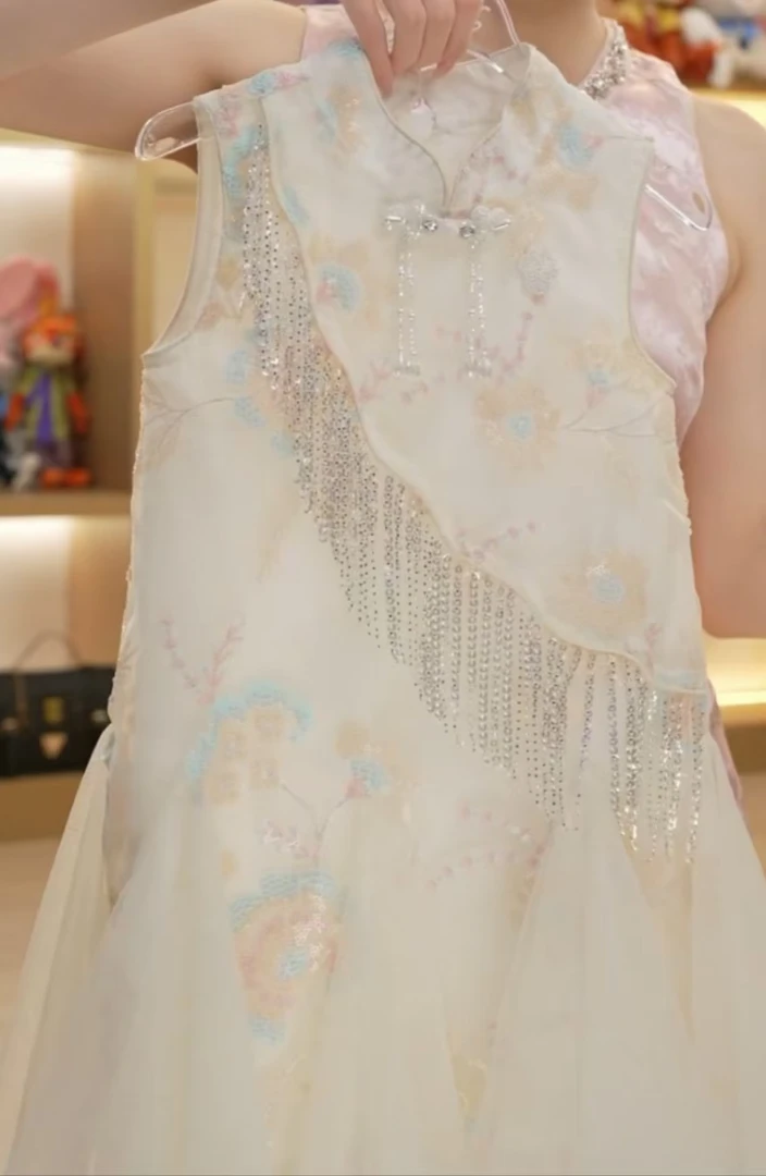 【FF】Disney/迪士尼女童夏款新款重工亮片淑女公主连衣裙XCT28Q539