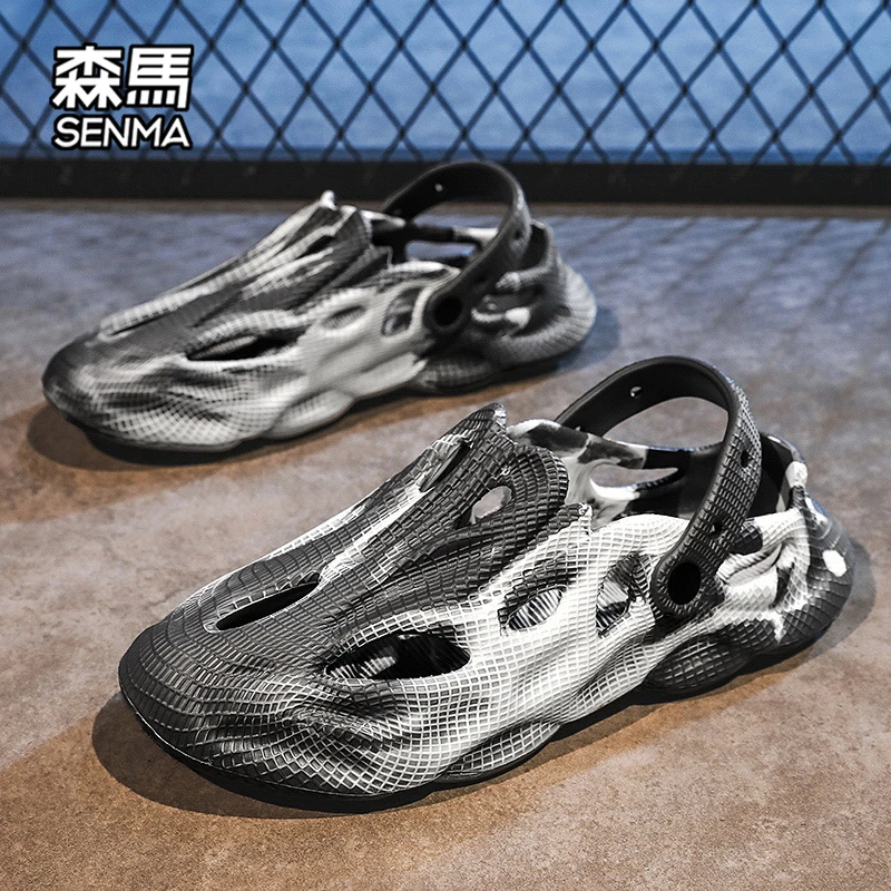 森马男鞋205年夏季休闲青春潮流防滑包头洞洞鞋男士软底ins风拖鞋
