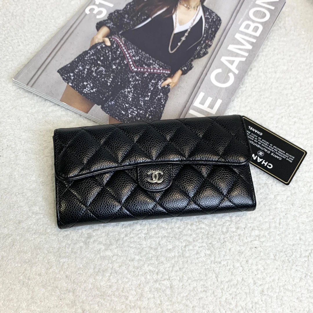 99新 Chanel/香奈儿 壹臻/ 黑银牛长款钱包 92760320