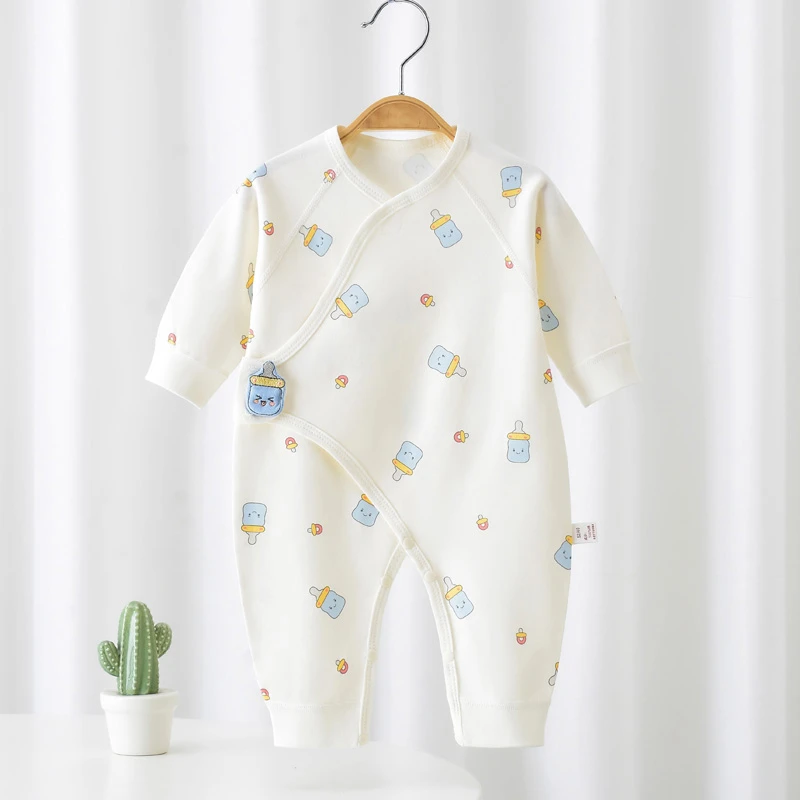 新生婴儿儿0-3个月连体衣春秋季婴儿睡衣纯棉初生宝宝蝴蝶衣服