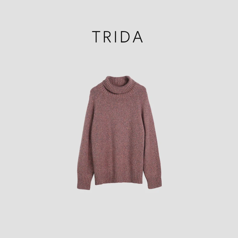 【山花浪漫】100山羊绒高领彩纱厚保暖宽松显瘦长袖针织衫256612LDJ