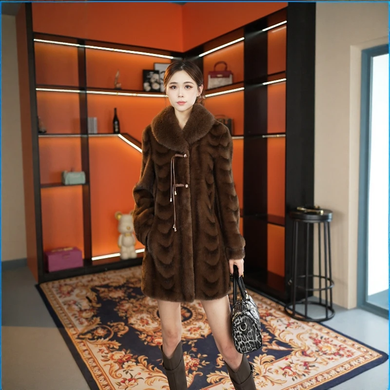 海宁精品北极貂气质女款时尚女士休闲中长款秋冬宽松