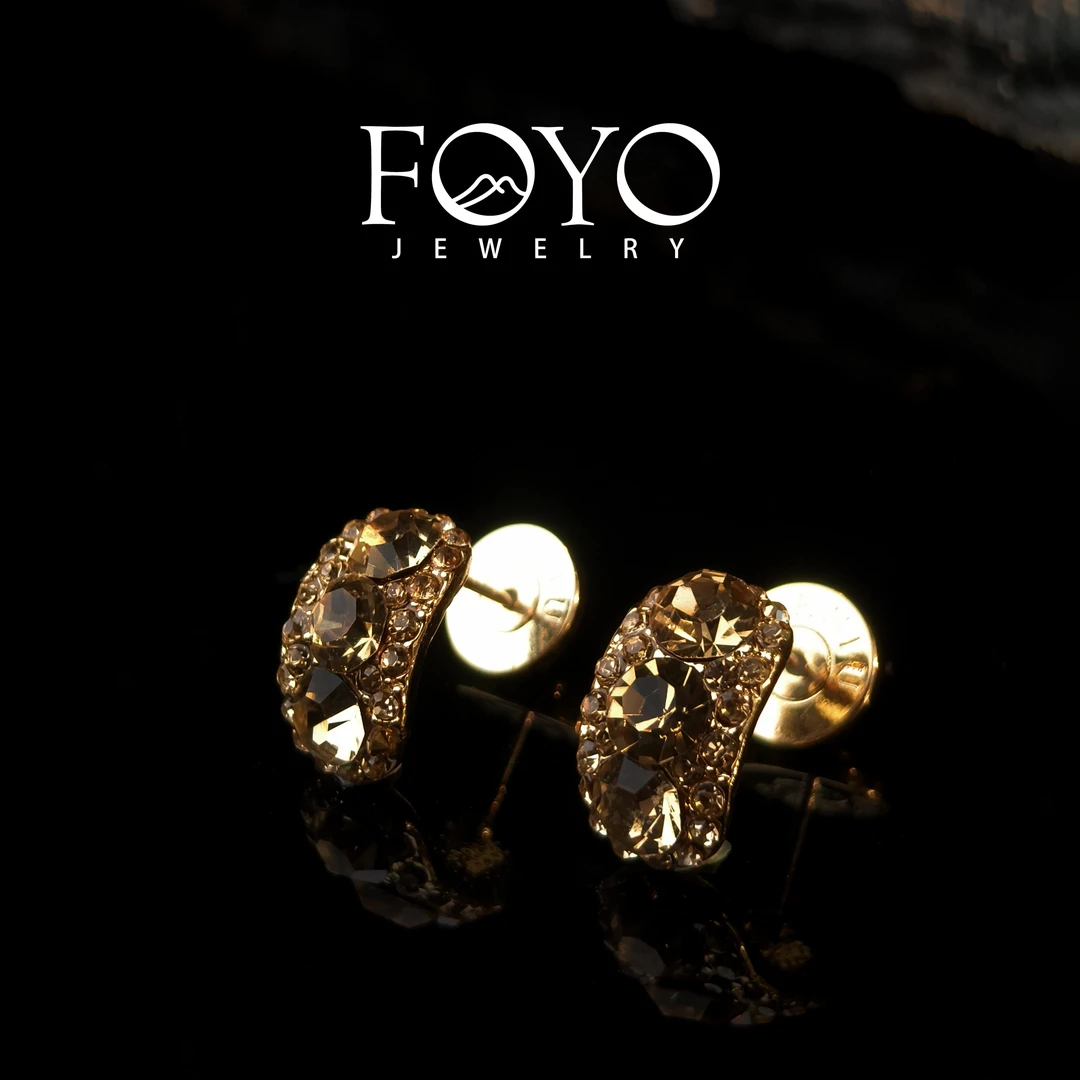 1206★美拉德满镶半圈耳钉 14mm