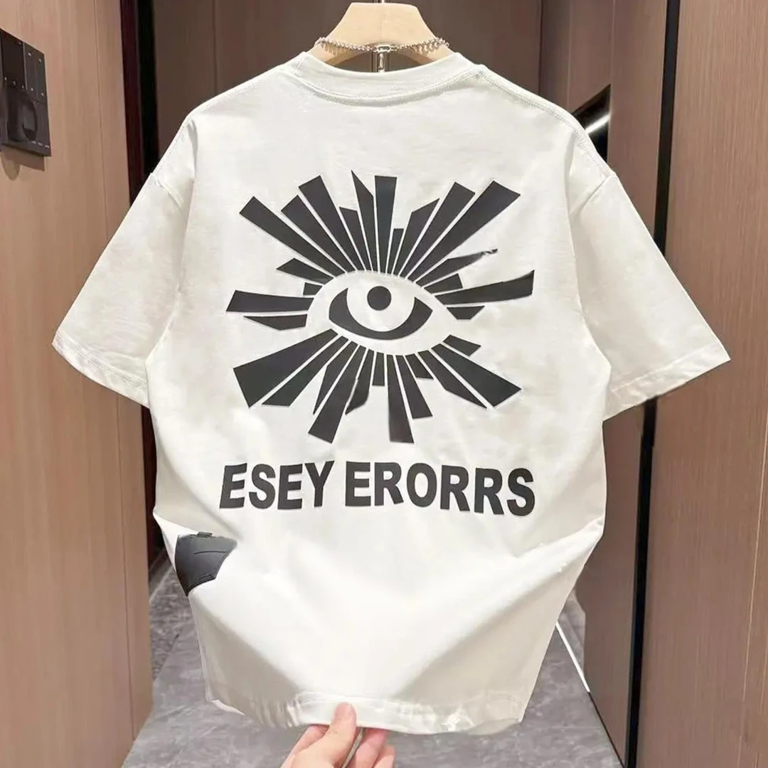 【TQUX港奢男装】夏季新款潮牌字母硅胶圆领短袖男士简约时尚宽松