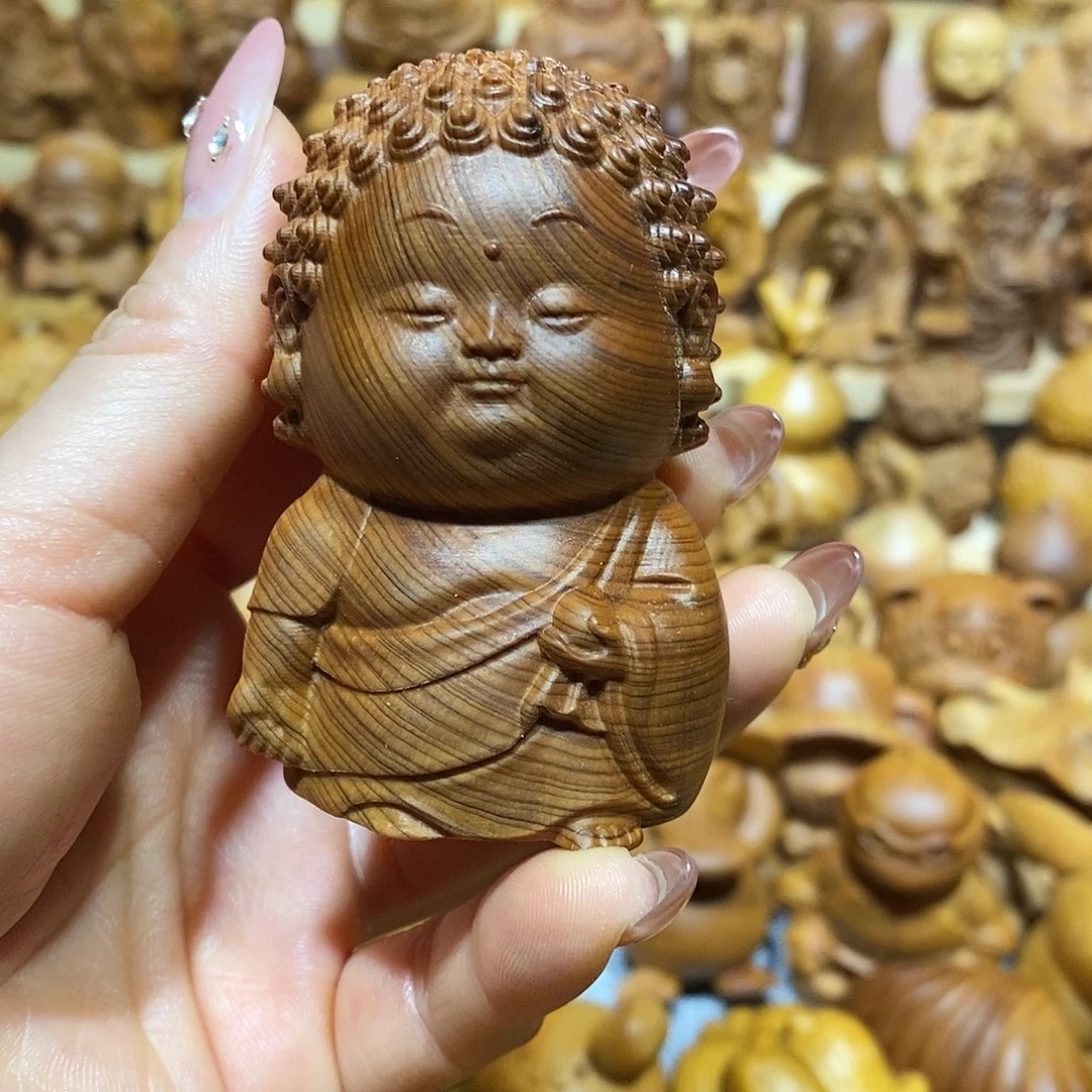 木帅*崖柏手把件，宝宝佛