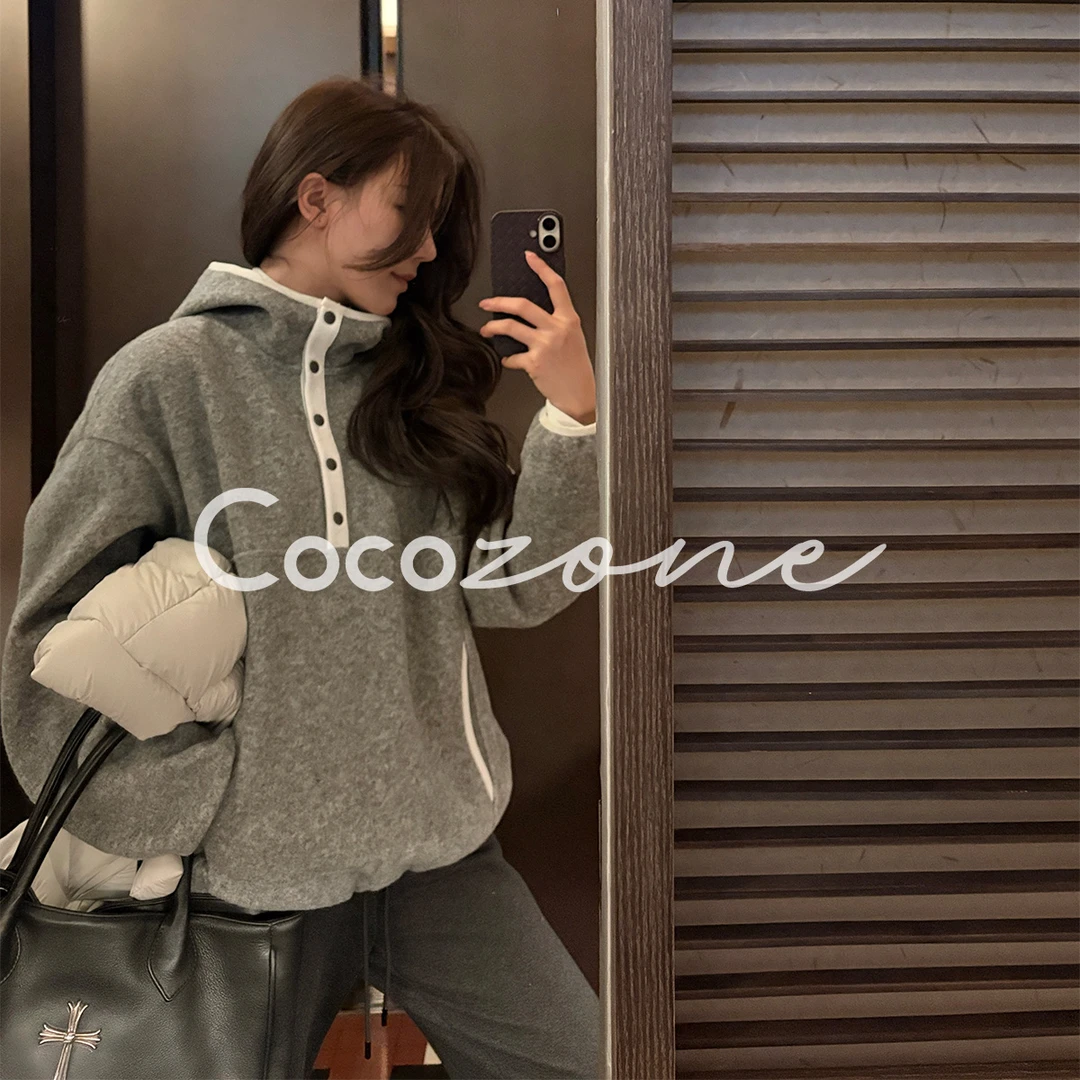 COCO ZONE 刘 一一 “温度卫衣”羊毛混纺连帽套头卫衣 CD1A1802