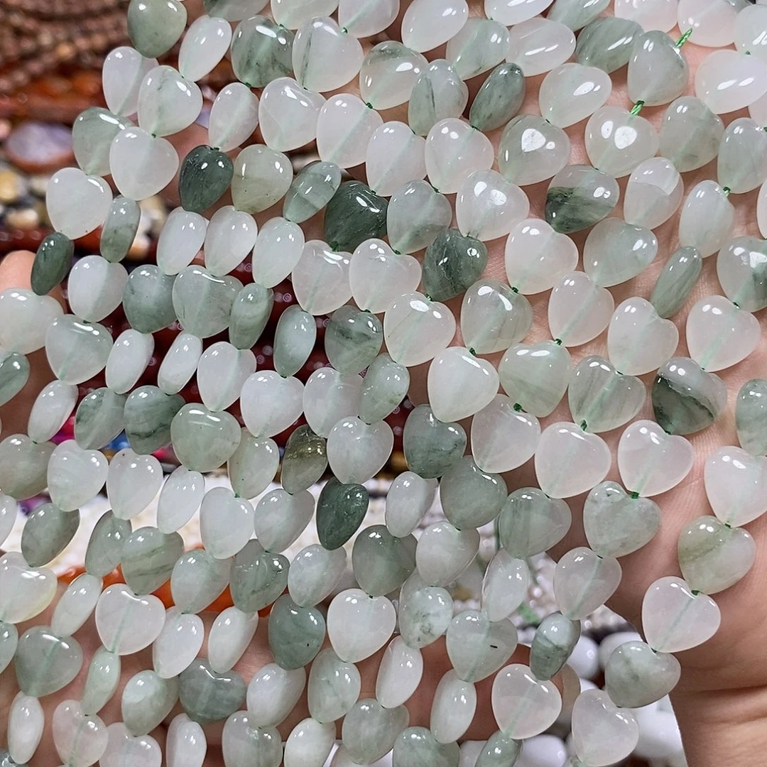 玛瑙/玉髓未镶嵌珠宝半成品天山翠爱心一条卡11m