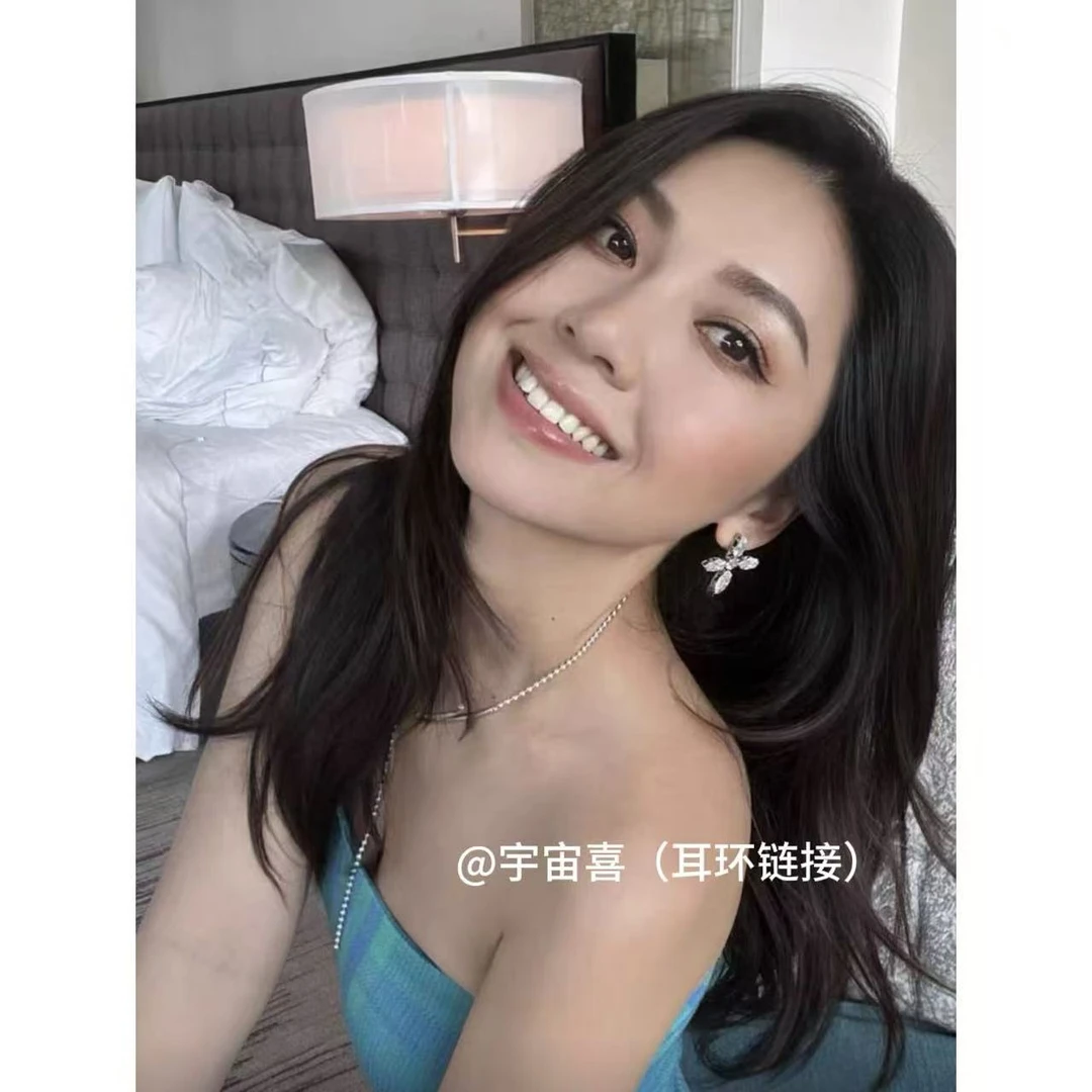 铜合金锆石耳饰 U2-013【大号白锆芒星十字架锆石耳钉】