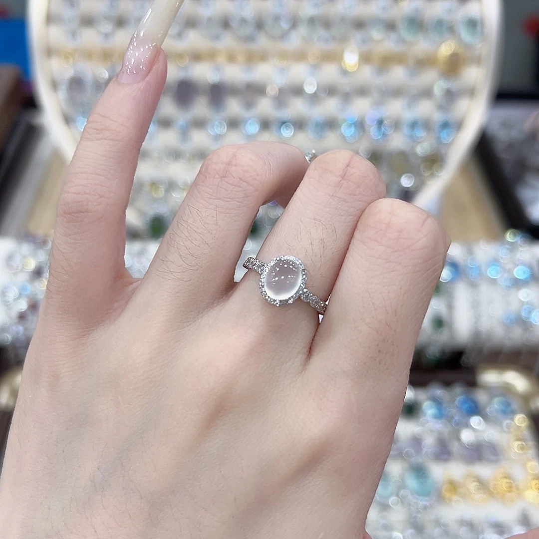 岫玉银S925镶嵌戒指