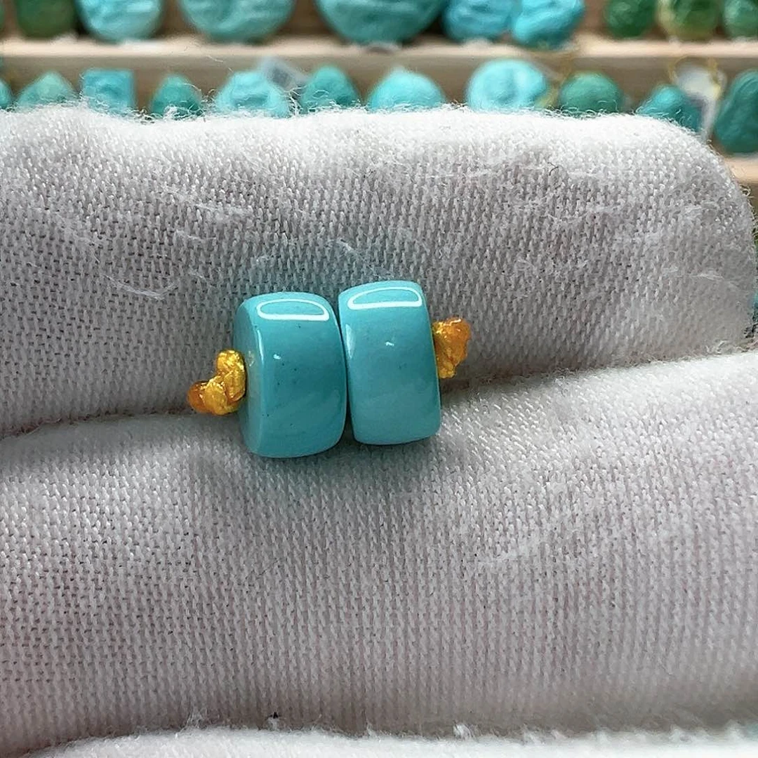 未镶嵌绿松石直切对珠 8.2x4.4mm