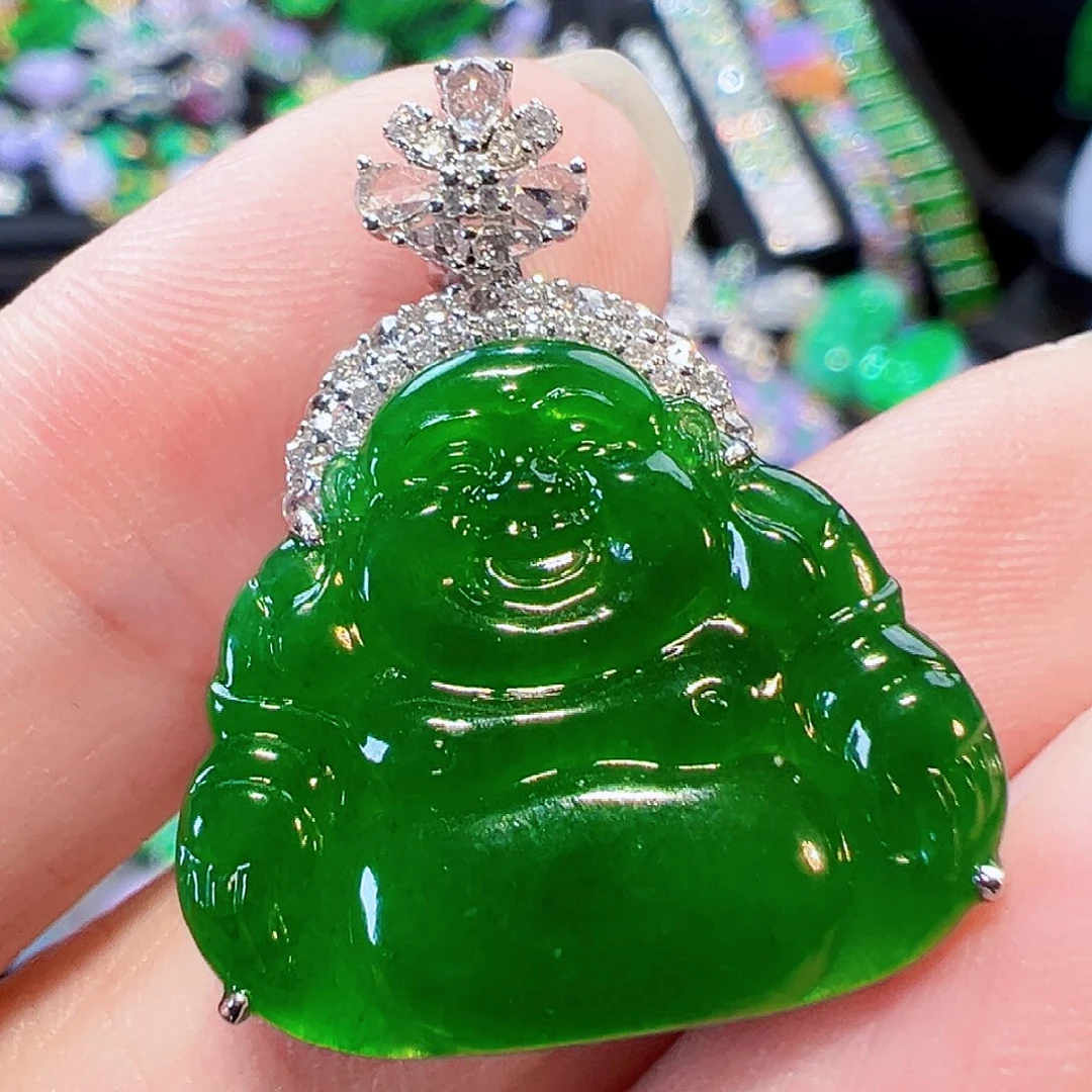 翡翠18K金镶嵌颈饰签收后24小时鉴赏期