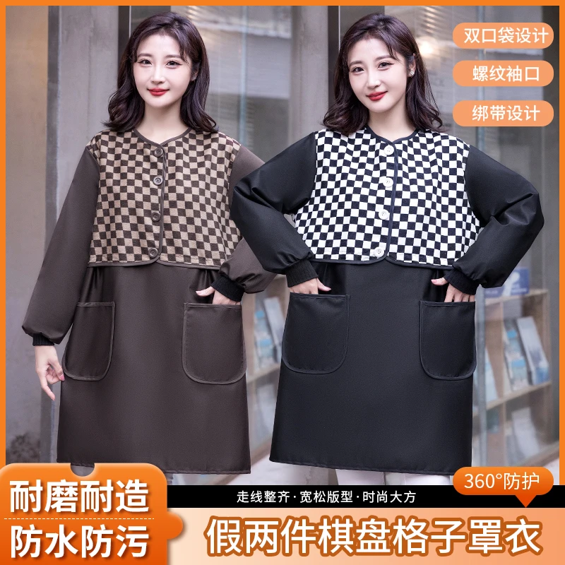 新款罩衣女外穿厨房家用防水防油年轻护衣时尚韩版宽松上班工作服