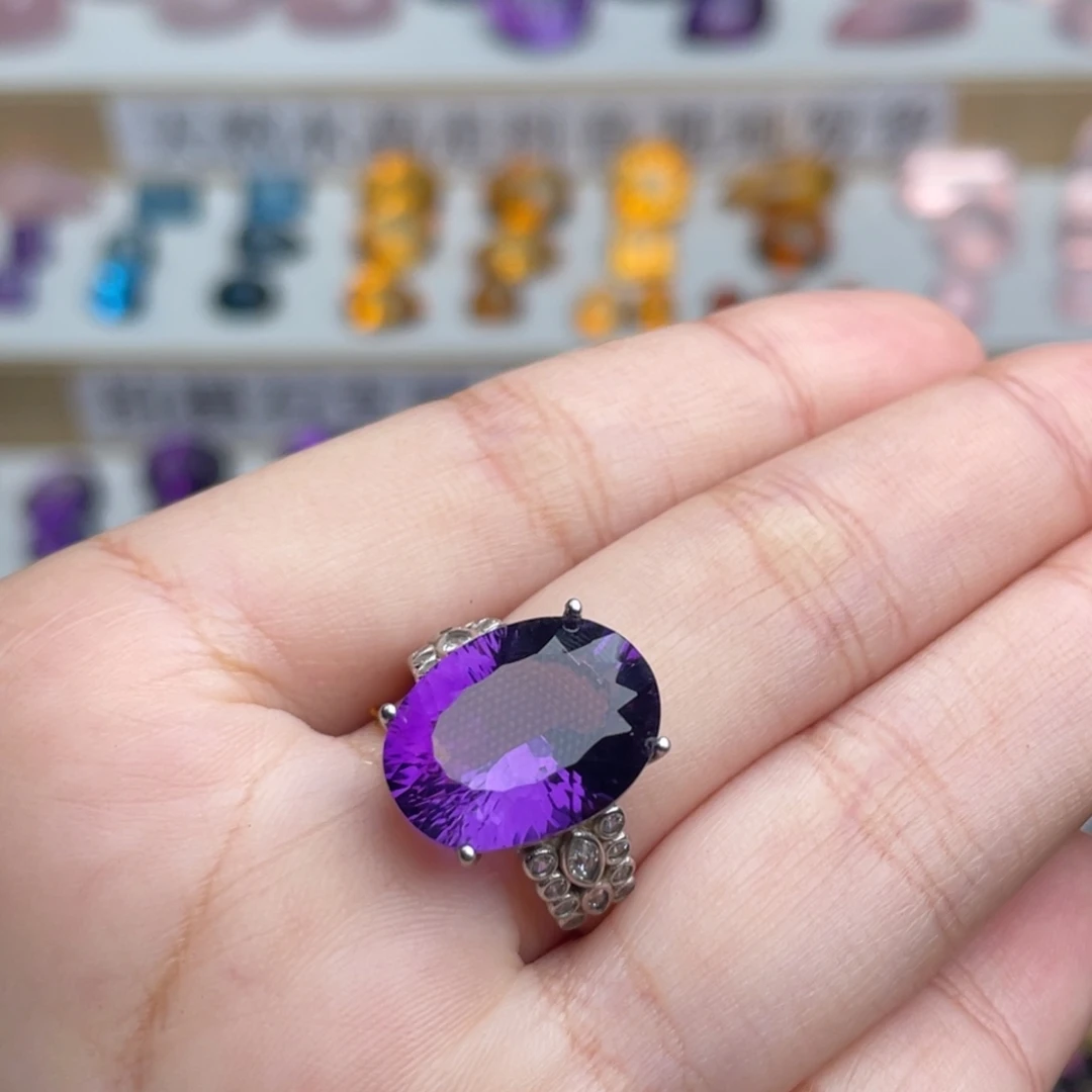 银S925镶嵌珠宝半成品水晶天然保真