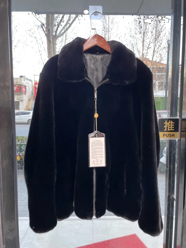 男士翻领夹克貂皮大衣