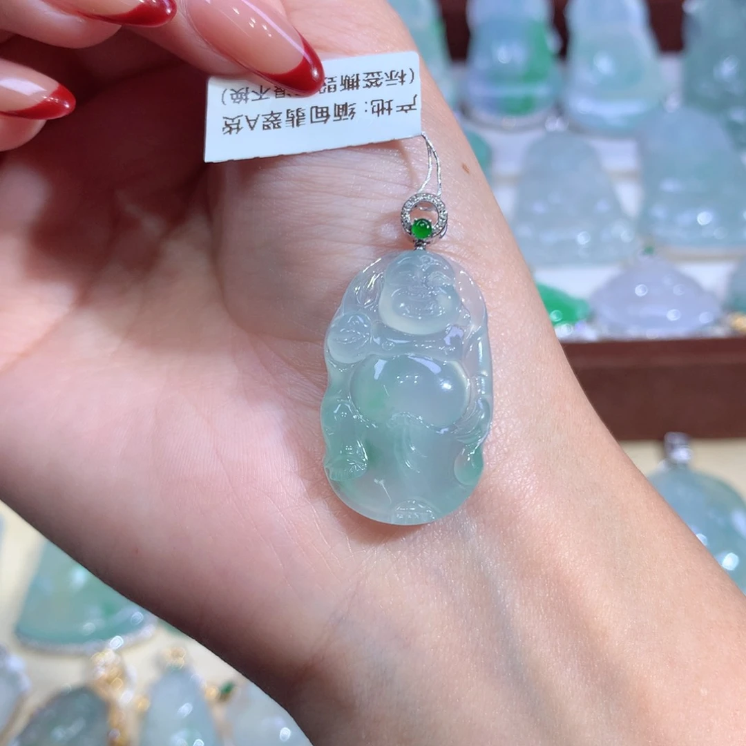 吊坠(不含链)18K金镶嵌翡翠