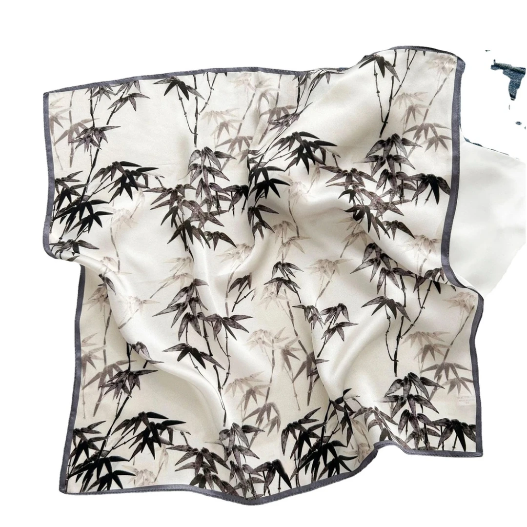 【M55-51 风雅竹】70*70新款潮流女士复古围巾气质围脖百搭时尚