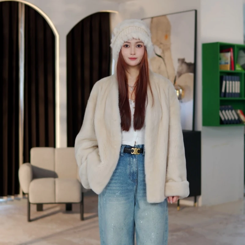 【DD】WX2628V领港风68CM轻奢中长款整貂天鹅绒品质皮草水貂外套女