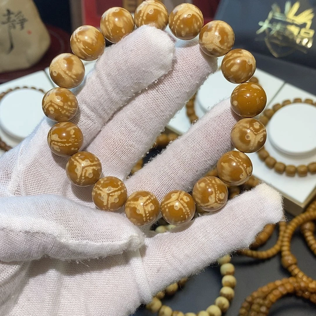 手串紫金鼠熊猫花皮光珠13+