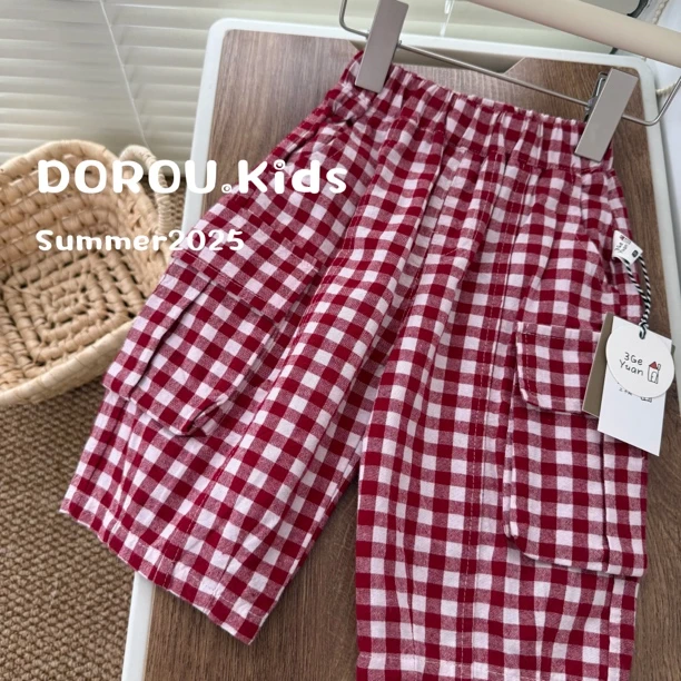 三个院25年夏季 SGY8297 红格子裤