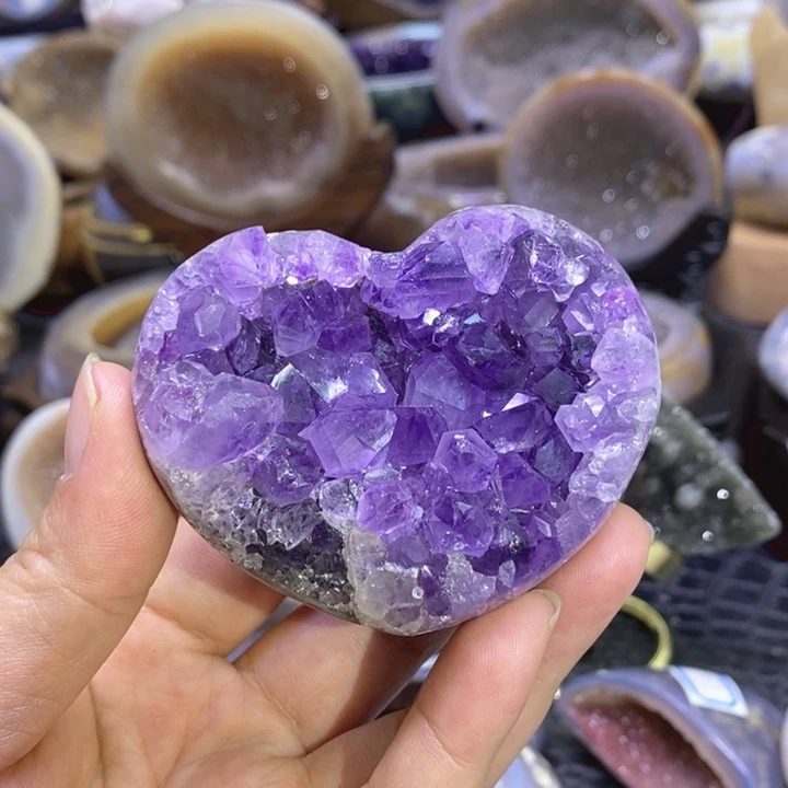 未镶嵌珠宝半成品水晶紫晶爱心