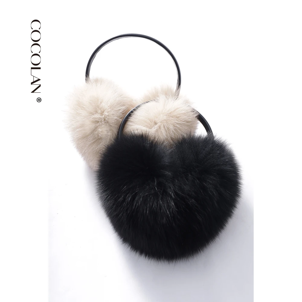 COCOLAN狐狸毛羊皮防风保暖女士加绒毛绒耳罩