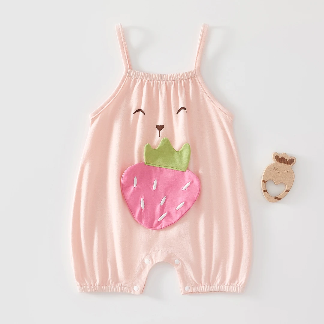 婴儿衣服夏款薄款纯棉a类新生儿无骨吊带哈衣出生幼儿宝宝哈衣