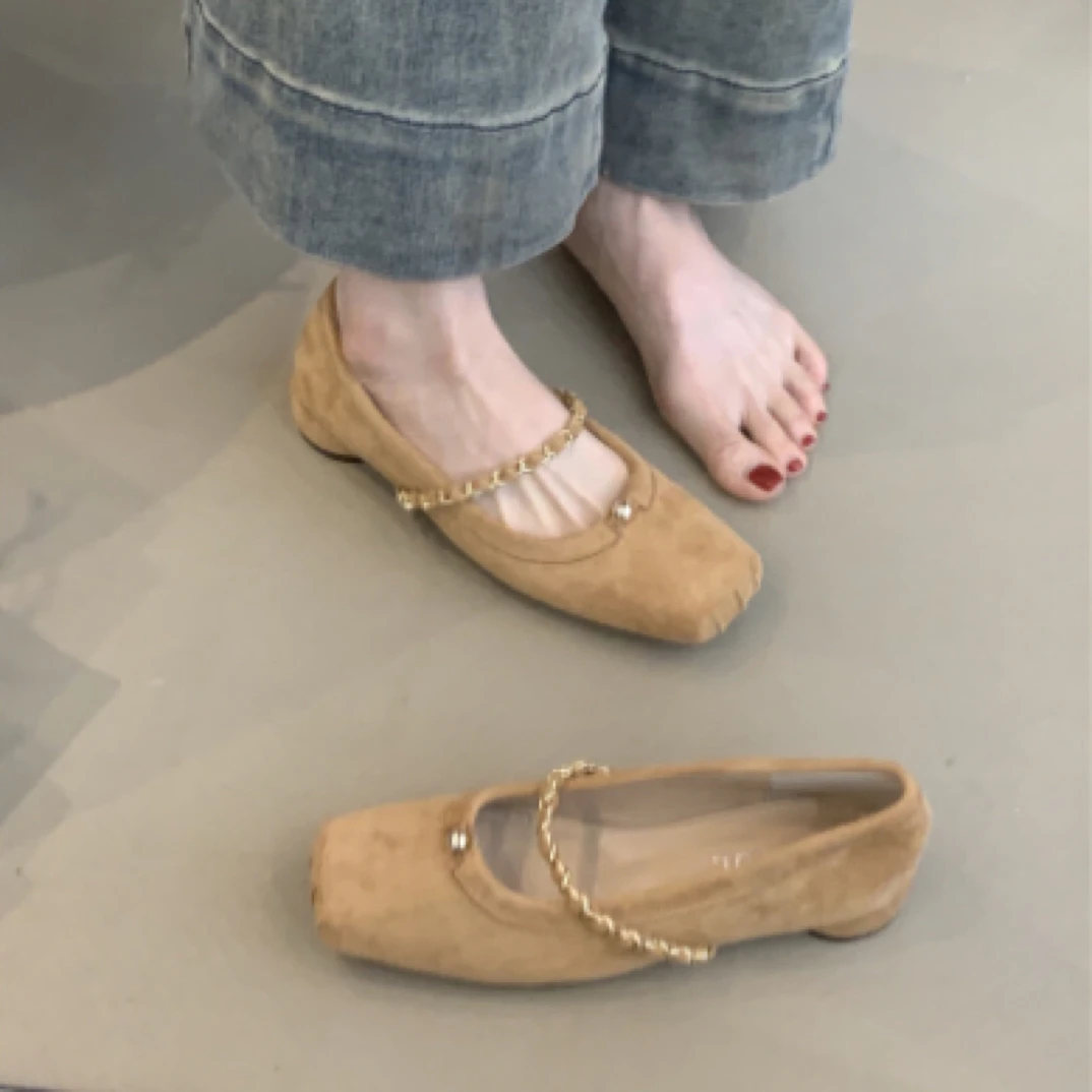 KLQ-866-2温柔仙女风玛丽珍鞋法式小香风优雅方头浅口低跟晚晚鞋